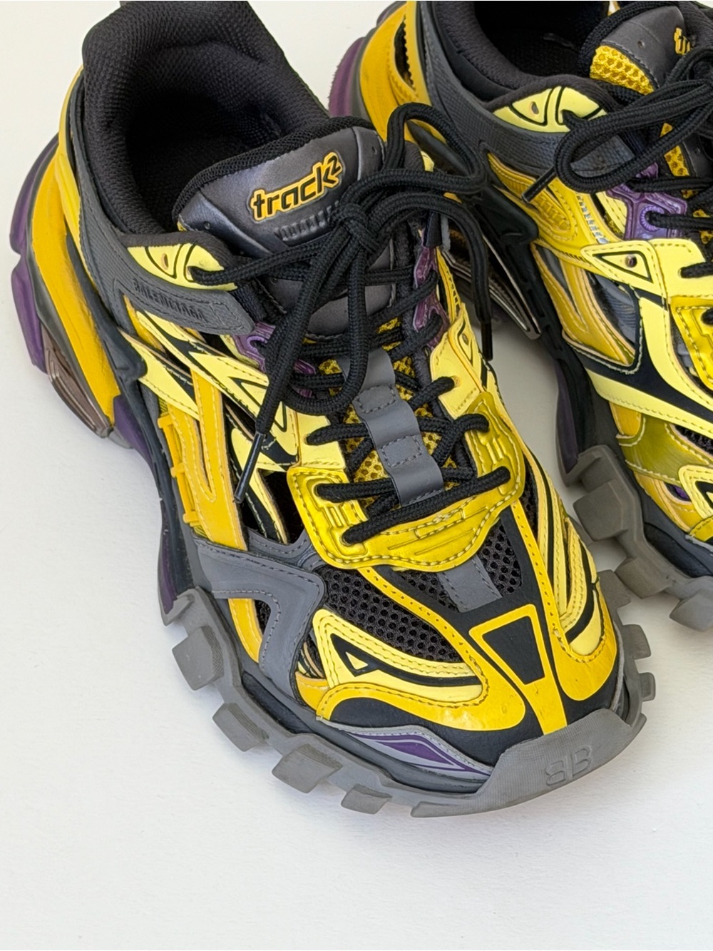 Balenciaga Yellow, Black & Purple Track Sneakers - Picture 2 of 6